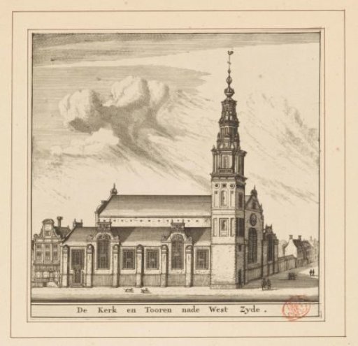 View of the west side of the South Church in Amsterdam