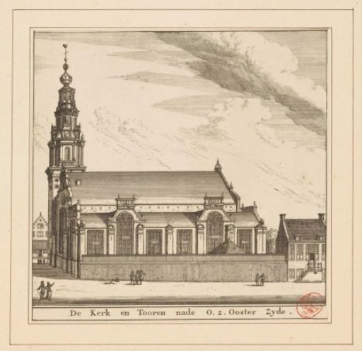 View of the east side of the South Church in Amsterdam