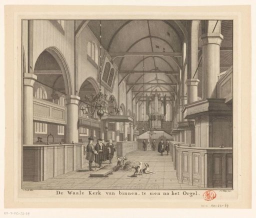 Interior of the Walloon Church in Amsterdam, viewed towards the organ