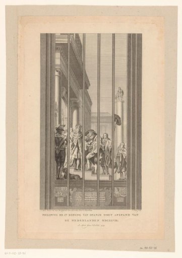 Stained-glass window with King Philip IV renouncing the Netherlands, 1648