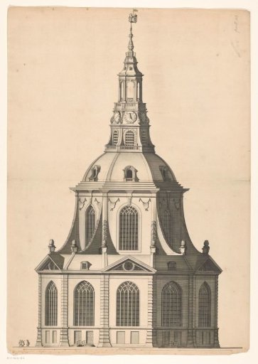 Front and Side View of a Domed Church on the Botermarkt, Amsterdam
