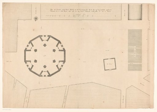 Plan of the Butter Market in Amsterdam with a design for a dome church