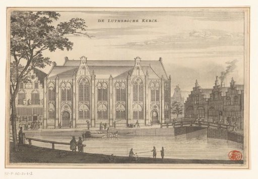 View of the Old Lutheran Church in Amsterdam