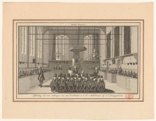 Passing of the communion cup during Holy Communion in the Mennonite Church De Arke Noach in Amsterdam