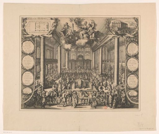 Interior of the Portuguese Synagogue in Amsterdam during the inauguration, 1675
