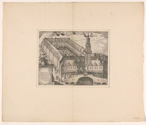 Bird's-eye view of the Exchange of Hendrik de Keyser in Amsterdam, before 1668