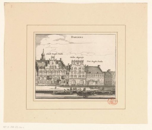 View of the Crossbow Doelen, the City Magazine (Bushuis) and the Longbow Doelen in Amsterdam