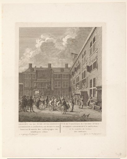 Sale of paintings in the courtyard of the Oudezijds Heerenlogement in Amsterdam