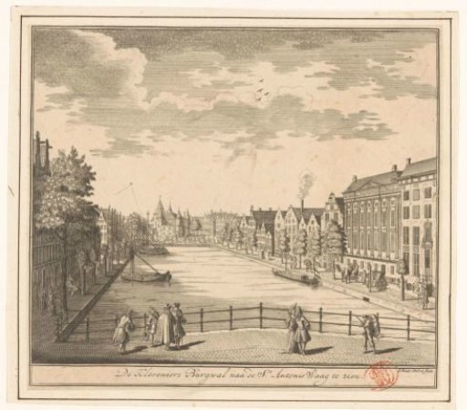 View of the Kloveniersburgwal with the Trippenhuis and the Waag on the Nieuwmarkt