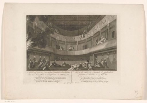 Hall of the theatre on the Keizersgracht in Amsterdam at the outbreak of the fire, 1772
