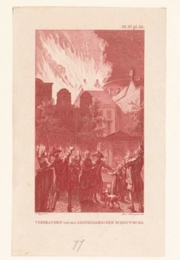 Fire of the theatre on the Keizersgracht in Amsterdam, 1772