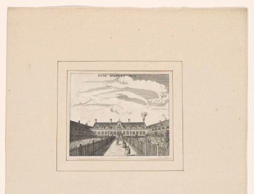 View of the courtyard of the Oudemannenhuis in Amsterdam