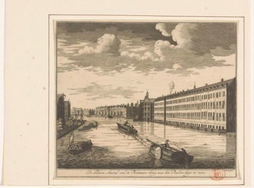 View of the Binnen-Amstel and the Diaconieweeshuis in Amsterdam