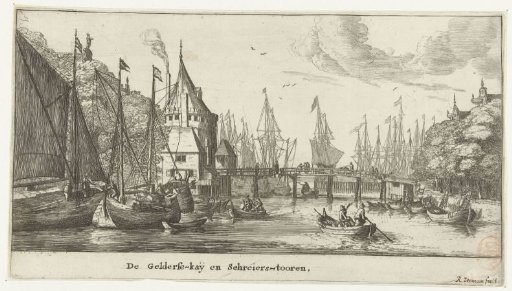 View of the Geldersekade and Schreierstoren in Amsterdam