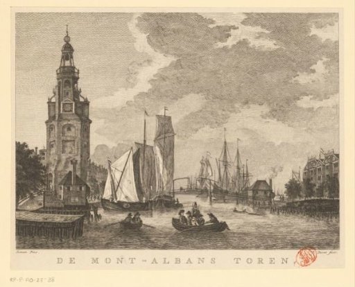 View of the Montelbaanstoren in Amsterdam