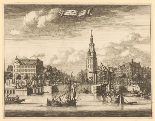View of the Montelbaanstoren in Amsterdam