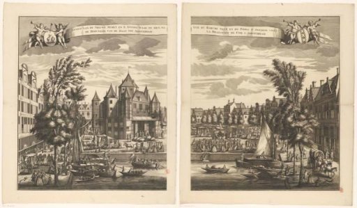 View of the Nieuwmarkt in Amsterdam, consisting of two parts