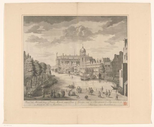 View of the flower and pipe market on the Sint-Luciënwal and Nieuwezijds Voorburgwal in Amsterdam