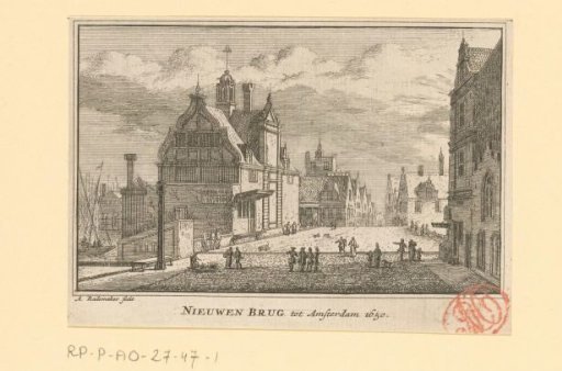 View of the Paalhuis and the Nieuwe Brug in Amsterdam, 1650