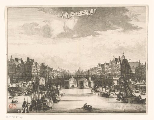 View of the Nieuwe Brug in Amsterdam