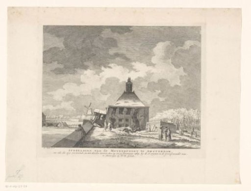 View of the sunken First Muiderpoort in Amsterdam from the rampart