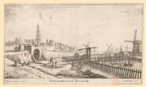 View of the Zaagmolenpoort in Amsterdam