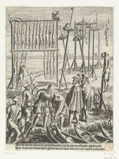 The bodies of the Anabaptists on the gallows field, 1535