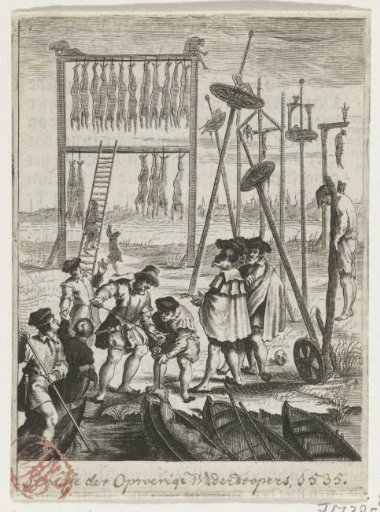The bodies of the Anabaptists on the gallows field, 1535