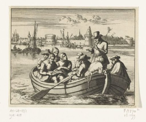 Pieter Pietersz. Bekjen preaches to eight people in a rowing boat on the Amstel, 1568