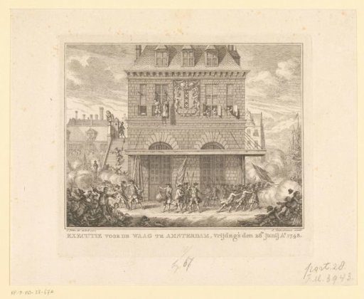 Unrest during the hanging of a man and woman at the Waag in Amsterdam, 28 June 1748