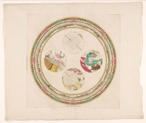 Six segments of a celestial map, intended for a celestial globe