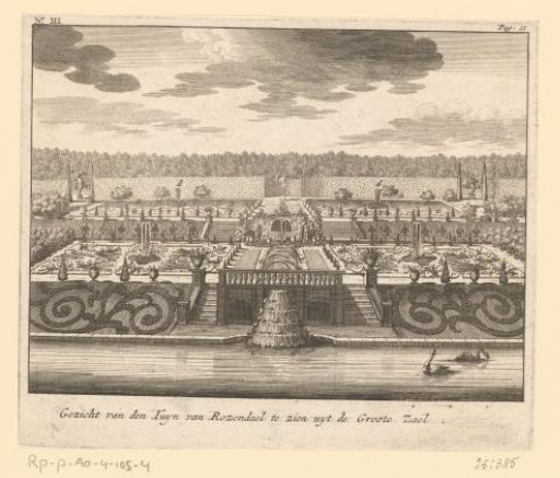 View of the garden of Rosendael Castle from the great hall