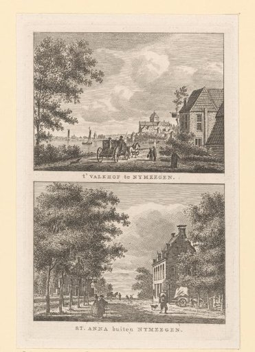 View of the Valkhof in Nijmegen and View of St. Anna, outside Nijmegen