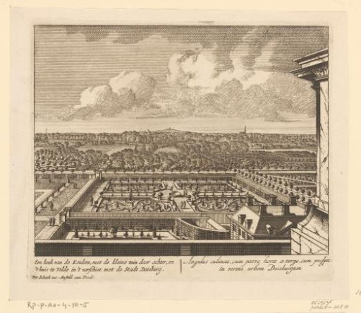 View from Huis de Voorst of the gardens, Huis 't Velde, and Doesburg