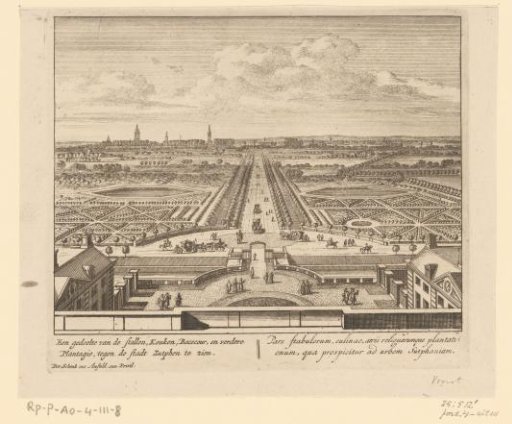 View from Huis de Voorst of the stables, gardens, estates, and in the distance Zutphen