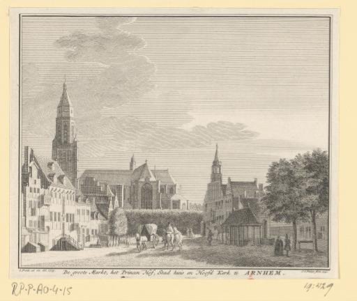 View of the Grote Markt, the Prinsenhof, the old town hall and the Eusebius Church in Arnhem