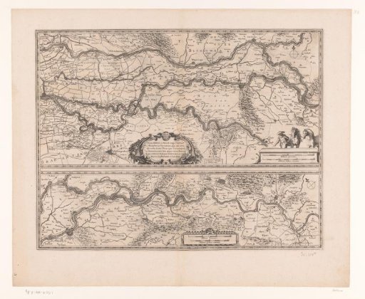 Map of a section of the course of the Rhine, the Waal, and the Meuse