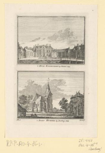 View of Castle Enghuizen and view of the village of Hummelo