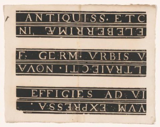 Title strip accompanying description and city view of Utrecht