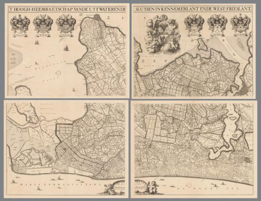Map of Kennemerland and West-Friesland, consisting of four parts