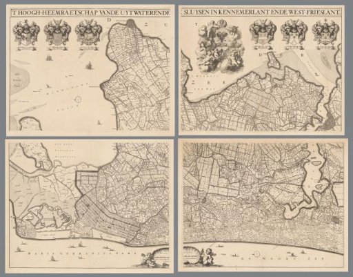 Map of Kennemerland and West-Friesland, consisting of four parts