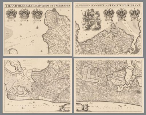 Map of Kennemerland and West-Friesland, consisting of four parts