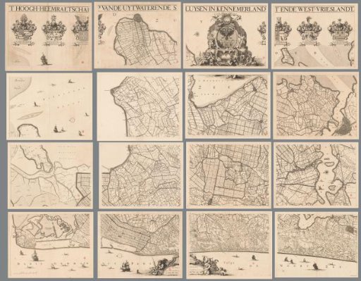 Map of Kennemerland and West-Friesland, consisting of sixteen parts