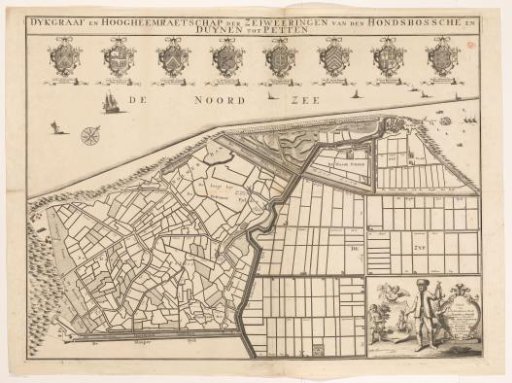 Map of the Hondsbossche Sea Defence and the dunes at Petten