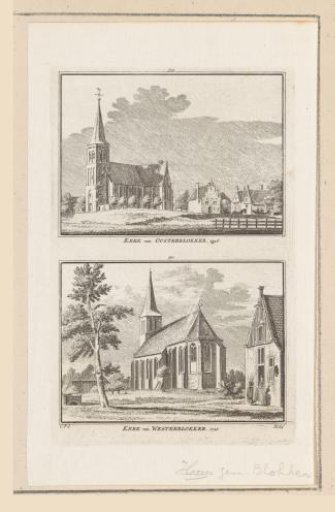 View of the church in Oosterblokker and view of the church in Westerblokker, 1726