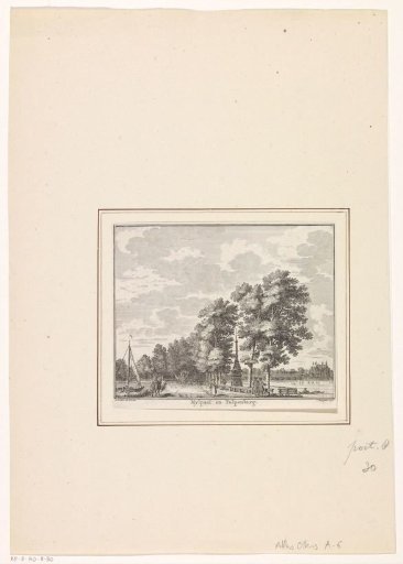 View of a milestone or boundary post and the farm Tulpenburg