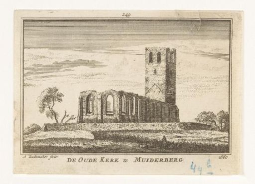 View of a ruined church at Muiderberg, 1660