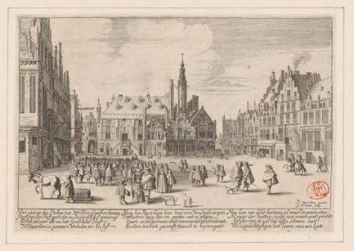 View of the Grote Markt with the town hall in Haarlem