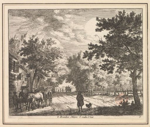 Figures and farm carts at an inn
