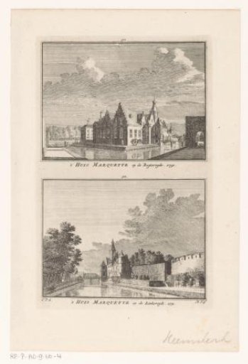 Two views of Marquette Castle, 1750